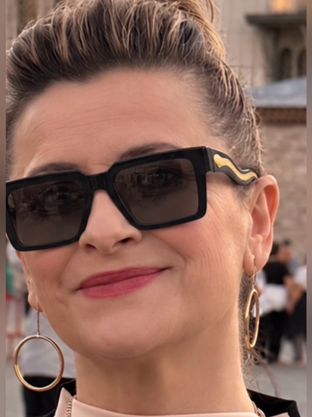 Roberto Cavalli Black Sunglasses with Gold Wave Accent